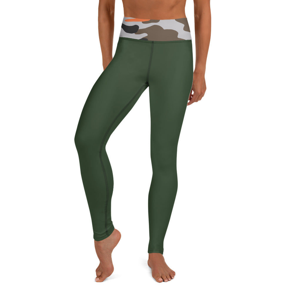 Yoga Pants Olive w/ Orange and bone camo