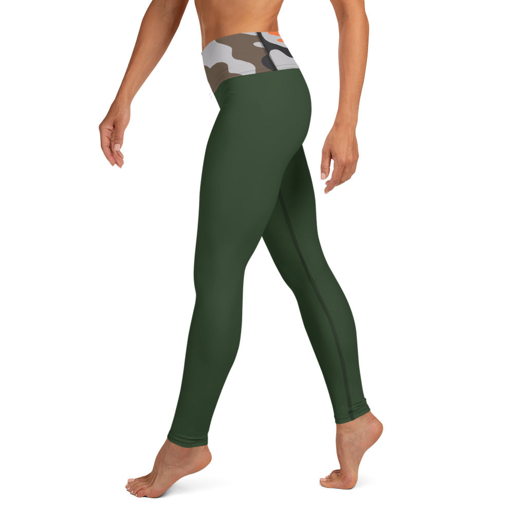 Yoga Pants Olive w/ Orange and bone camo