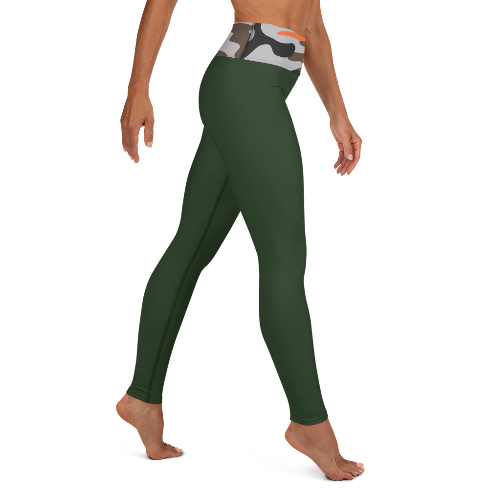 Yoga Pants Olive w/ Orange and bone camo